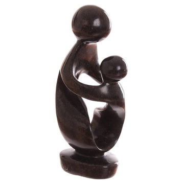 Shona Tribe Serpentine Stone Mother and Child - Spiral ~7.9" Tall