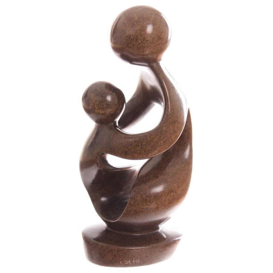 Shona Tribe Serpentine Stone Mother and Child - Spiral ~7.9" Tall